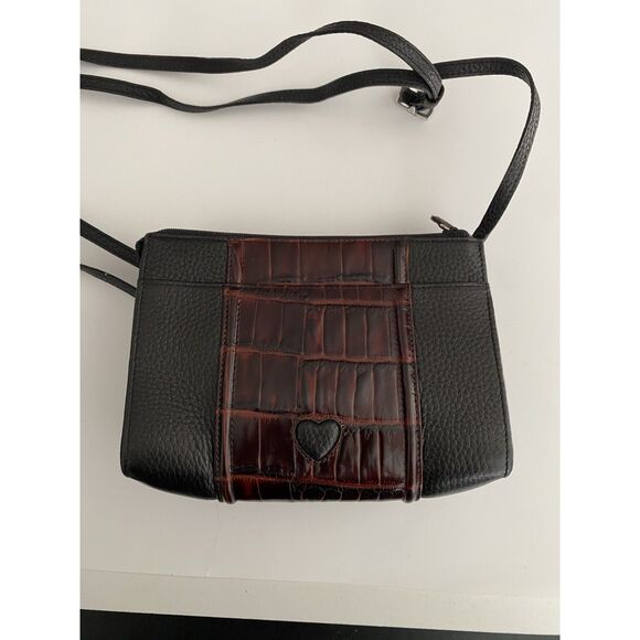 Vintage Black and Brown Brighton Organizer Crossbody Shoulder Strap Purse  EUC - Picture 4 of 16
